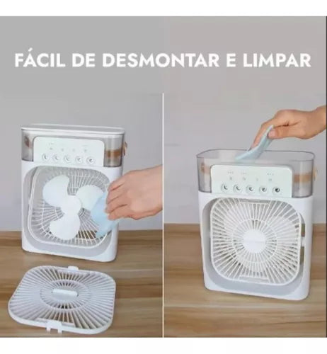 Ventilador Humidificador 3 en 1 con Luces LED y Difusor de Aromas – Frescura Instantánea y Multifuncional