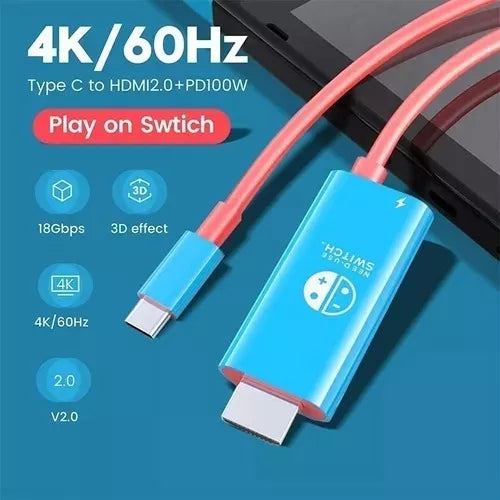 Cable HDMI Tipo C para TV – Compatible con Nintendo Switch y Otros Dispositivos USB-C